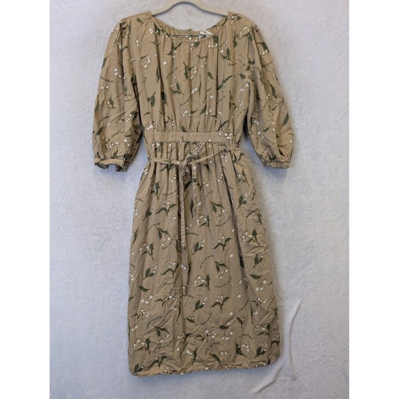 Simple Retro Dresses & Skirts - Simple Retro Midi Dress Women's Size S Tan Lily of the Valley Linen Blend
